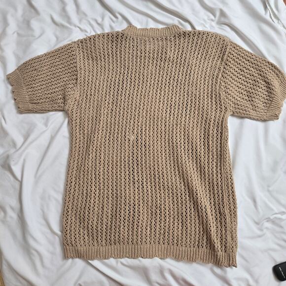 Vintage Chaus Womens Cottage Boho Indie Embroidered Beaded Open Knit Sweater M - Picture 8 of 12